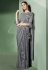 Gray lycra party wear saree with frill sleeve  5309